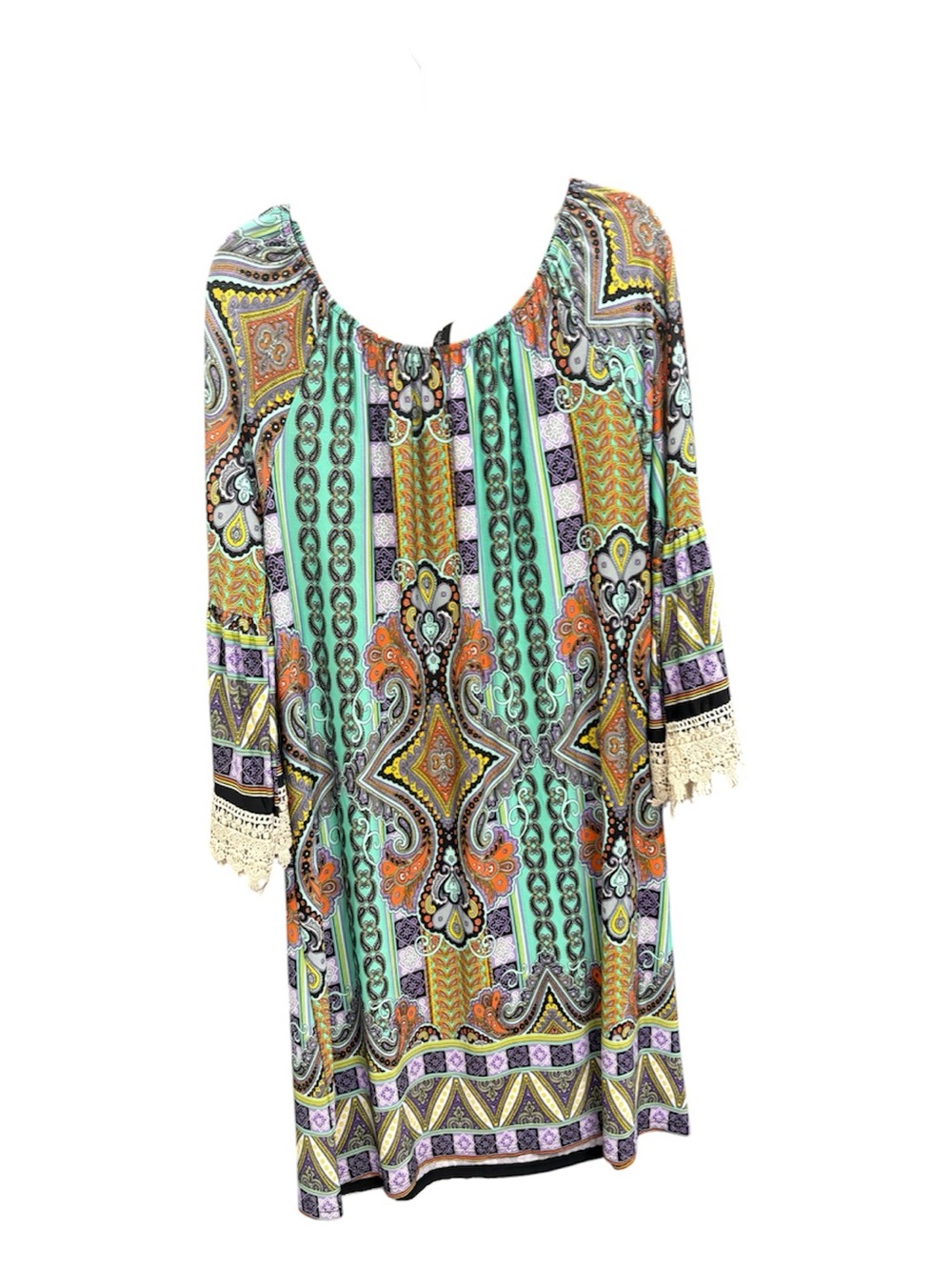 LillyPad Mint Paisley Print Tunic with Crochet Trim